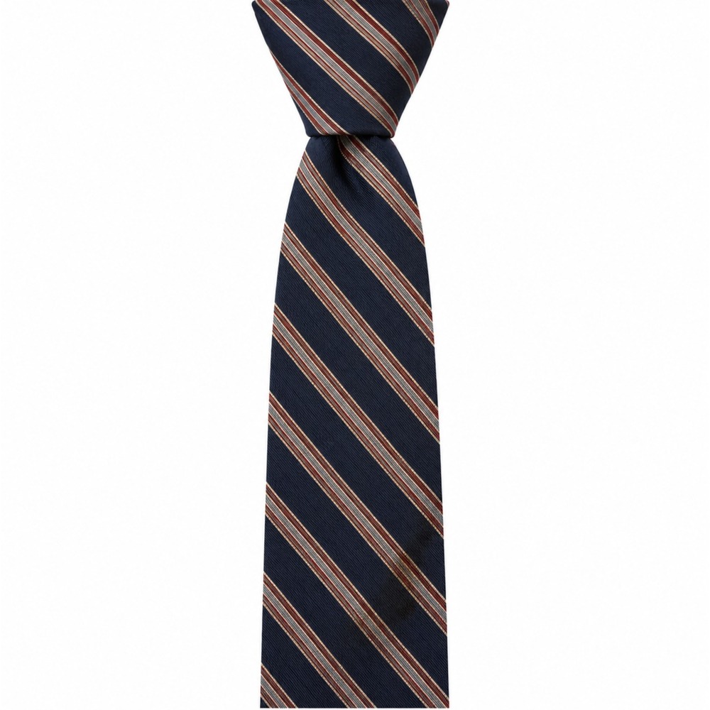 ROBERT TALBOTT Carmel by the Sea Repp Stripe Silk Tie Navy Red Cream Hand Sewn